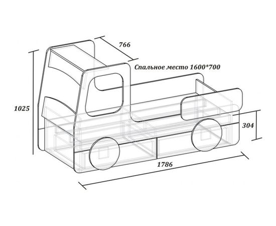 Детская кровать Эвакуатор с ящиками, КОД:SL1082, images №3, magsale.ru