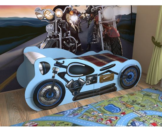 Детская кровать Мотоцикл с ящиками, КОД:SL110, images №1, magsale.ru