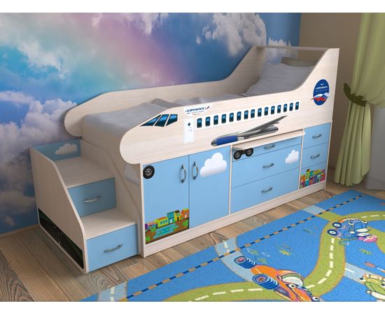 Кровать чердак Самолет, КОД:SL104, images №2, magsale.ru