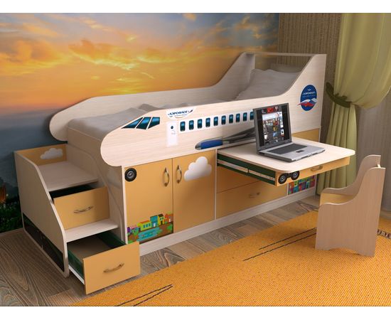 Кровать чердак Самолет, КОД:SL104, images №1, magsale.ru