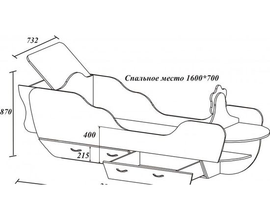Детская кровать Кораблик с ящиками и парусом, КОД:SL122, images №11, magsale.ru