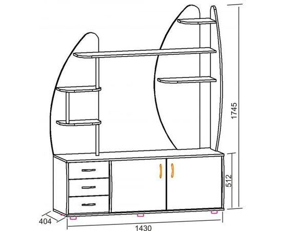 Стенка для ТВ Ассоль-2, КОД:SL131, images №6, magsale.ru
