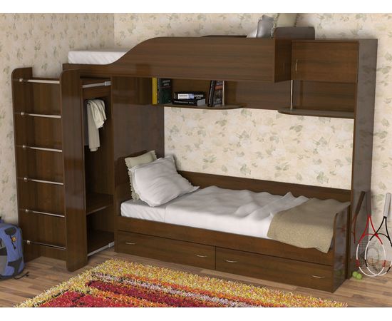 Двухъярусная кровать Дуэт-3 со шкафом, КОД:SL402, images №2, magsale.ru Двухъярусная кровать Дуэт-3 со шкафом, КОД:SL402, images №2, magsale.ru