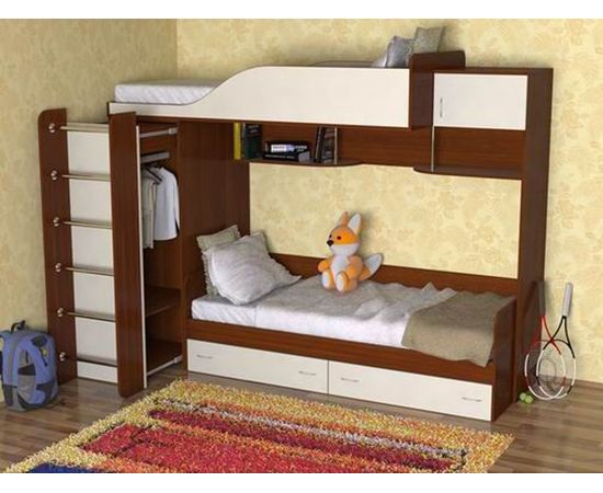 Двухъярусная кровать Дуэт-3 со шкафом, КОД:SL402, images №3, magsale.ru Двухъярусная кровать Дуэт-3 со шкафом, КОД:SL402, images №3, magsale.ru