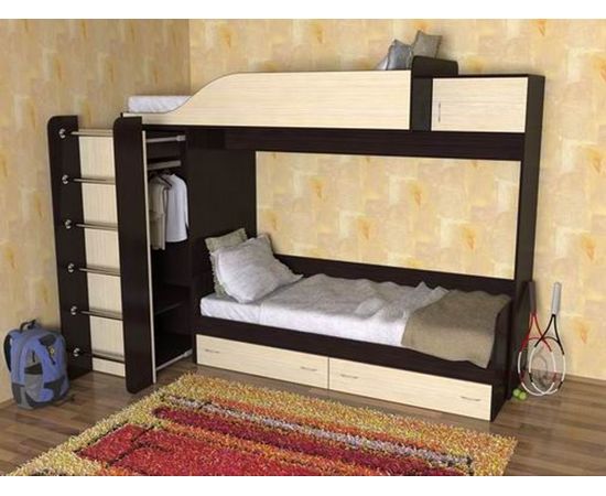 Двухъярусная кровать Дуэт-3 со шкафом, КОД:SL402, images №7, magsale.ru Двухъярусная кровать Дуэт-3 со шкафом, КОД:SL402, images №7, magsale.ru