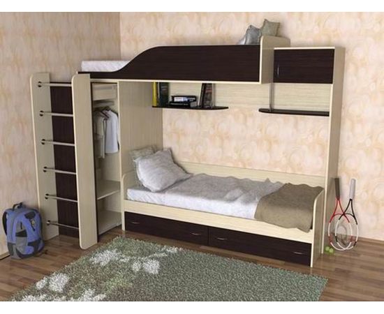 Двухъярусная кровать Дуэт-3 со шкафом, КОД:SL402, images №8, magsale.ru Двухъярусная кровать Дуэт-3 со шкафом, КОД:SL402, images №8, magsale.ru