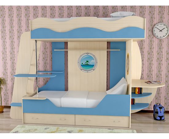 Двухъярусная кровать Кораблик с ящиками, КОД:SL123, images №8, magsale.ru