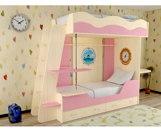 Двухъярусная кровать Кораблик с ящиками, КОД:SL123, images №4, magsale.ru