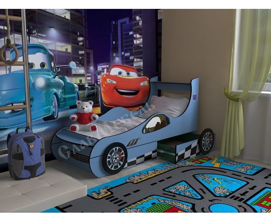 Детская кровать Машинка с 2 ящиками, КОД:SL120, images №1, magsale.ru