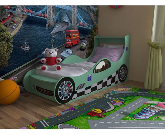 Детская кровать Машинка с 2 ящиками, КОД:SL120, images №5, magsale.ru