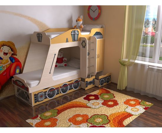 Двухъярусная кровать Паровозик с ящиками, КОД:SL124, images №3, magsale.ru Двухъярусная кровать Паровозик с ящиками, КОД:SL124, images №3, magsale.ru