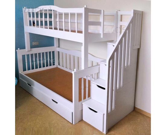 Двухъярусная кровать из массива Теона-3 с выкатной кроватью, КОД:MS6719, images №1, magsale.ru