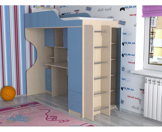 Кровать-чердак Дуэт-11 лестница хром, КОД:SL411, images №1, magsale.ru