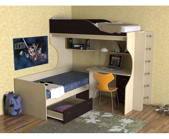 Двухъярусная кровать Дуэт-5 с металлической лестницей, КОД:SL4051, images №1, magsale.ru