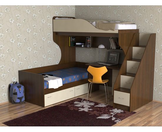 Двухъярусная кровать Дуэт-5 с лестницей-комодом, КОД:SL405, images №11, magsale.ru
