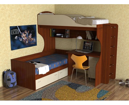 Двухъярусная кровать Дуэт-5 с металлической лестницей, КОД:SL4051, images №9, magsale.ru