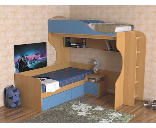 Двухъярусная кровать Дуэт-5 с металлической лестницей, КОД:SL4051, images №10, magsale.ru