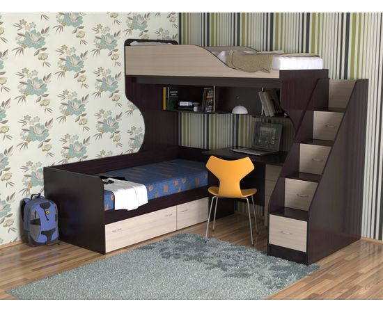 Двухъярусная кровать Дуэт-5 с лестницей-комодом, КОД:SL405, images №7, magsale.ru