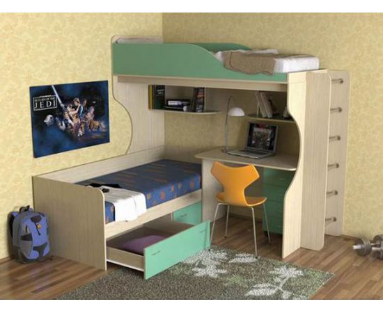 Двухъярусная кровать Дуэт-5 с металлической лестницей, КОД:SL4051, images №6, magsale.ru
