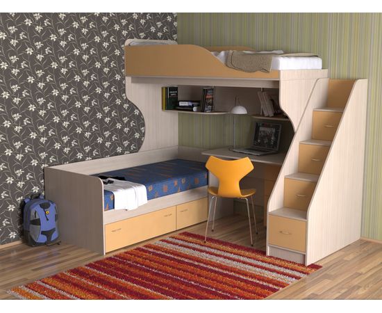 Двухъярусная кровать Дуэт-5 с лестницей-комодом, КОД:SL405, images №8, magsale.ru