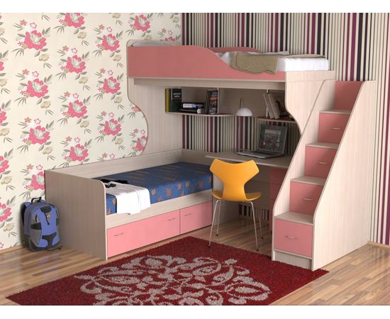 Двухъярусная кровать Дуэт-5 с лестницей-комодом, КОД:SL405, images №9, magsale.ru