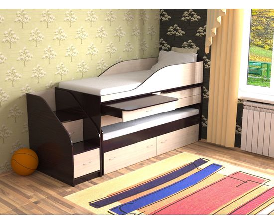 Двухъярусная раздвижная кровать со столами Дуэт-8, КОД:SL408, images №16, magsale.ru