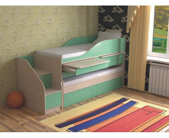 Двухъярусная раздвижная кровать со столами Дуэт-8, КОД:SL408, images №2, magsale.ru