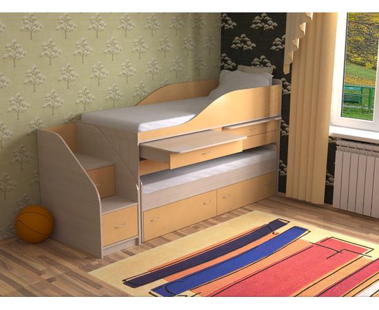 Двухъярусная раздвижная кровать со столами Дуэт-8, КОД:SL408, images №8, magsale.ru