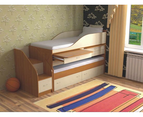 Двухъярусная раздвижная кровать со столами Дуэт-8, КОД:SL408, images №1, magsale.ru