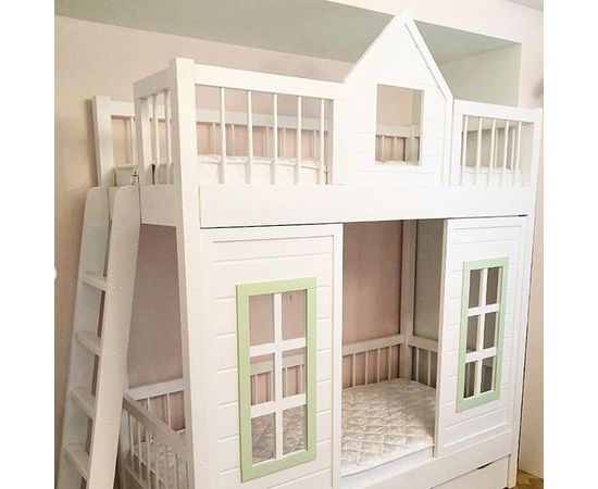 Двухъярусная кровать домик из сосны Замок Люкс, КОД:VTS3165, images №2, magsale.ru